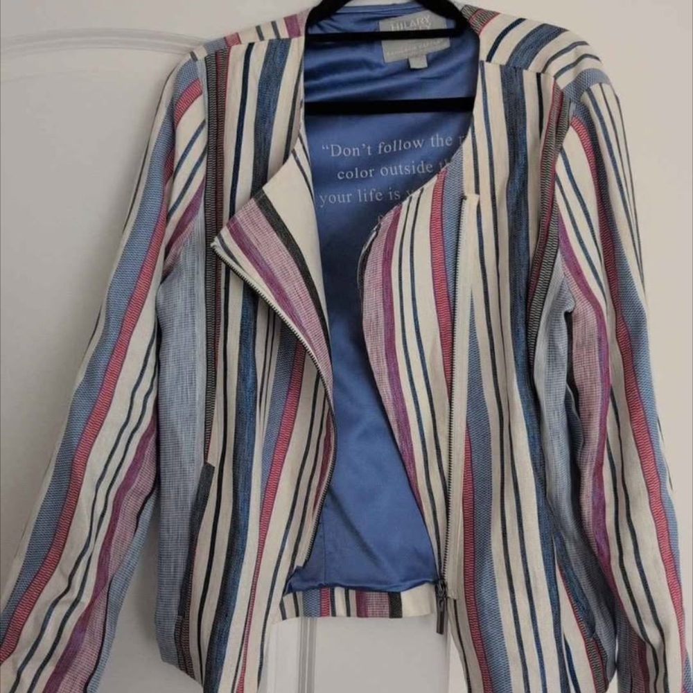 Hillary Radley Multicolor Striped Blazer